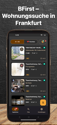 BFirst Frankfurt App Screenshot: Alerts fuer neue Wohnungsangebote in Frankfurt