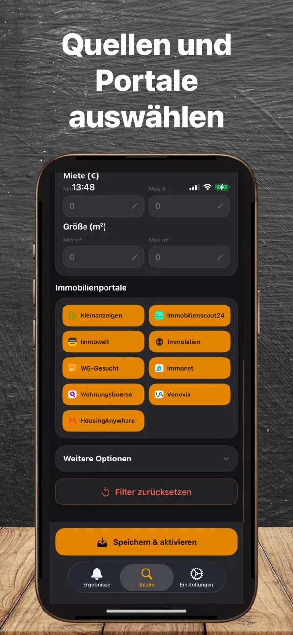 BFirst Frankfurt App Screenshot: Detailsicht fuer Frankfurter Mietwohnungen auf iOS