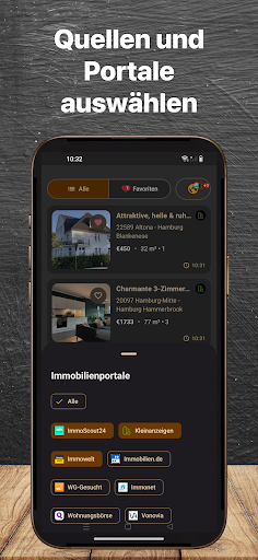 BFirst Hamburg App Screenshot: Filter fuer passende Mietwohnungen in Hamburg