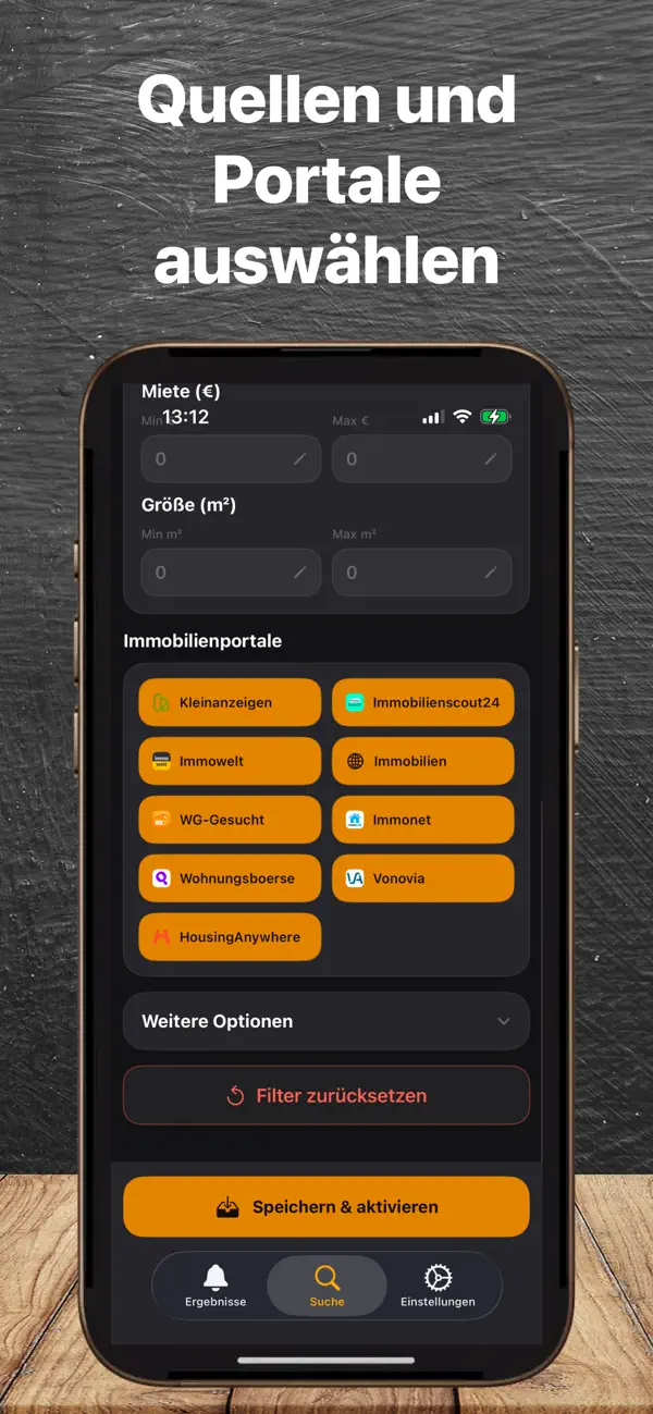 BFirst Hamburg App Screenshot: Detailsicht fuer Hamburger Mietwohnungen auf iOS