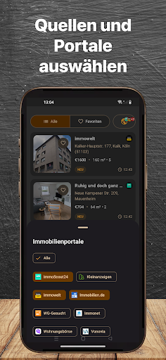 BFirst Koeln App Screenshot: Filter fuer passende Mietwohnungen in Koeln