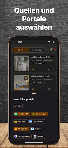 BFirst Stuttgart App Screenshot: Filter fuer passende Mietwohnungen in Stuttgart