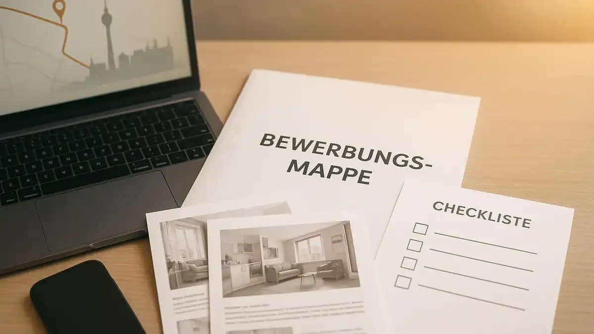 Illustration: Berlin‑Wohnung als Student: 9 Tricks, die dich sofort nach oben in die Inbox bringen – Bewerbungsmappe (PDF), Dokumente, Checkliste