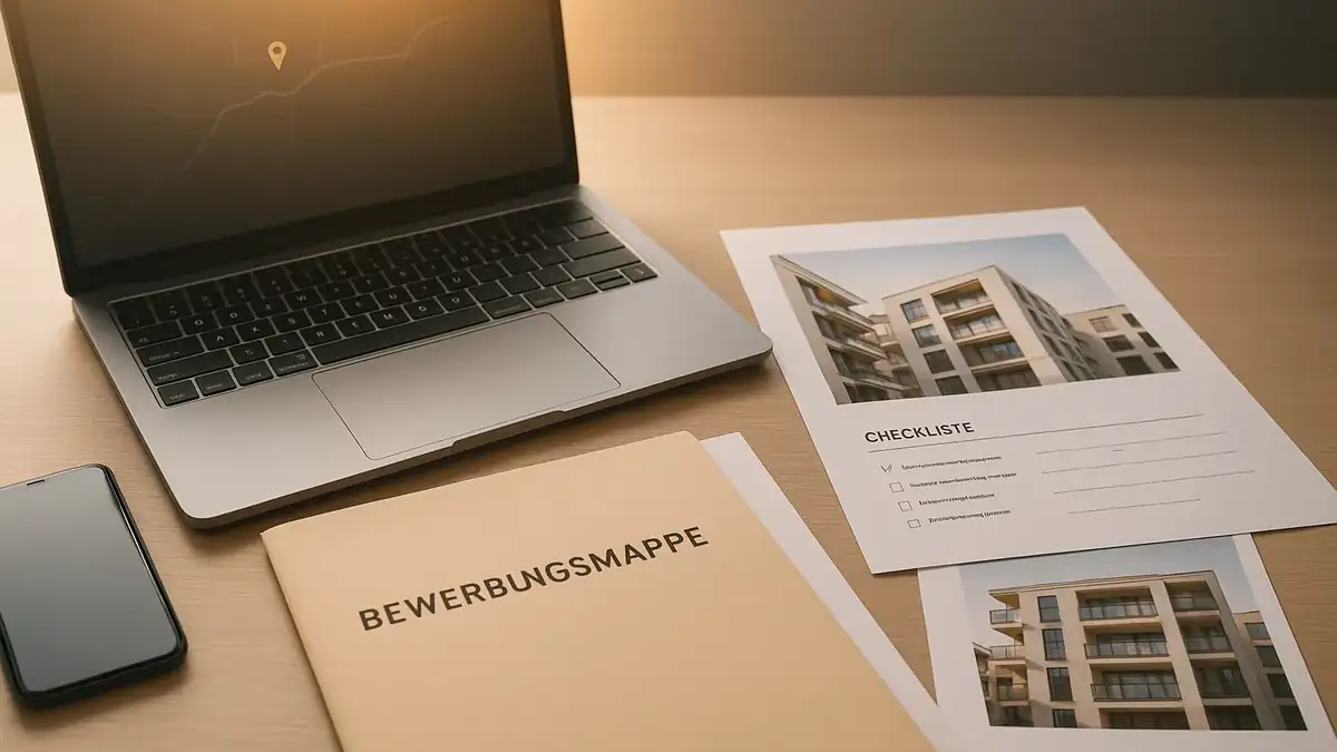 Illustration: Frankfurt: Die perfekte Vermieter‑Nachricht (kurz, stark, antwortetauglich) – Bewerbungsmappe (PDF), Dokumente, Checkliste