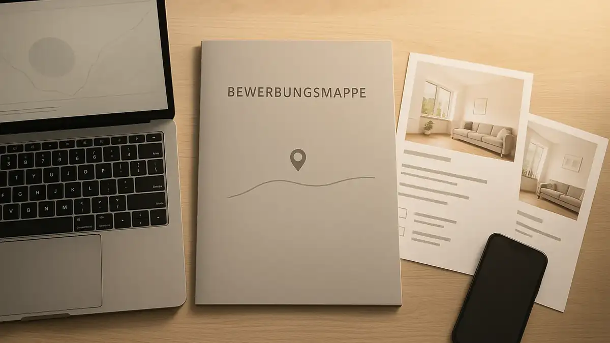 Illustration: Mitte mieten: Zentrale Lage, hohe Nachfrage — so findest du eine Wohnung – Bewerbungsmappe (PDF), Dokumente, Checkliste