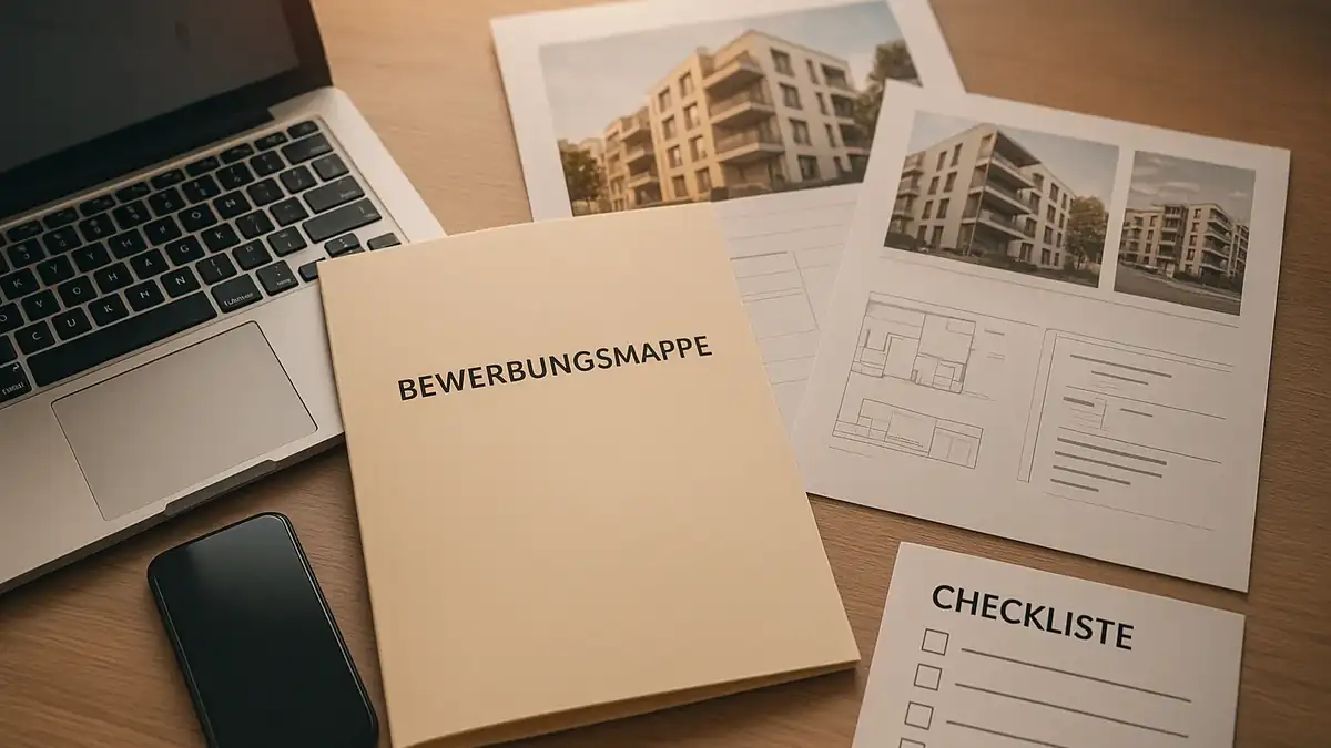 Illustration: SCHUFA, Gehaltsnachweis, Mietschuldenfreiheitsbescheinigung: Reihenfolge & praktische Tipps – Bewerbungsmappe (PDF), Dokumente, Checkliste