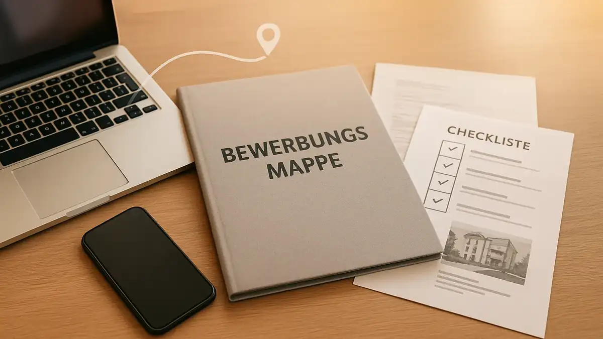 Illustration: Warum du in Düsseldorf keine Antworten bekommst: 7 Bewerbungskiller (und wie du sie sofort behebst) – Bewerbungsmappe (PDF), Dokumente, Checkliste