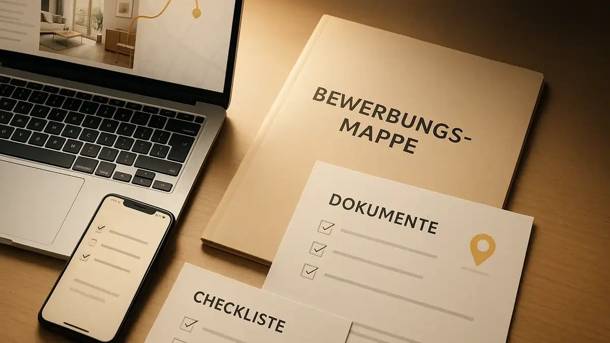 Illustration: Wohnung in Adlershof finden (2026) – Strategie, Budget & Speed‑Workflow – Bewerbungsmappe (PDF), Dokumente, Checkliste