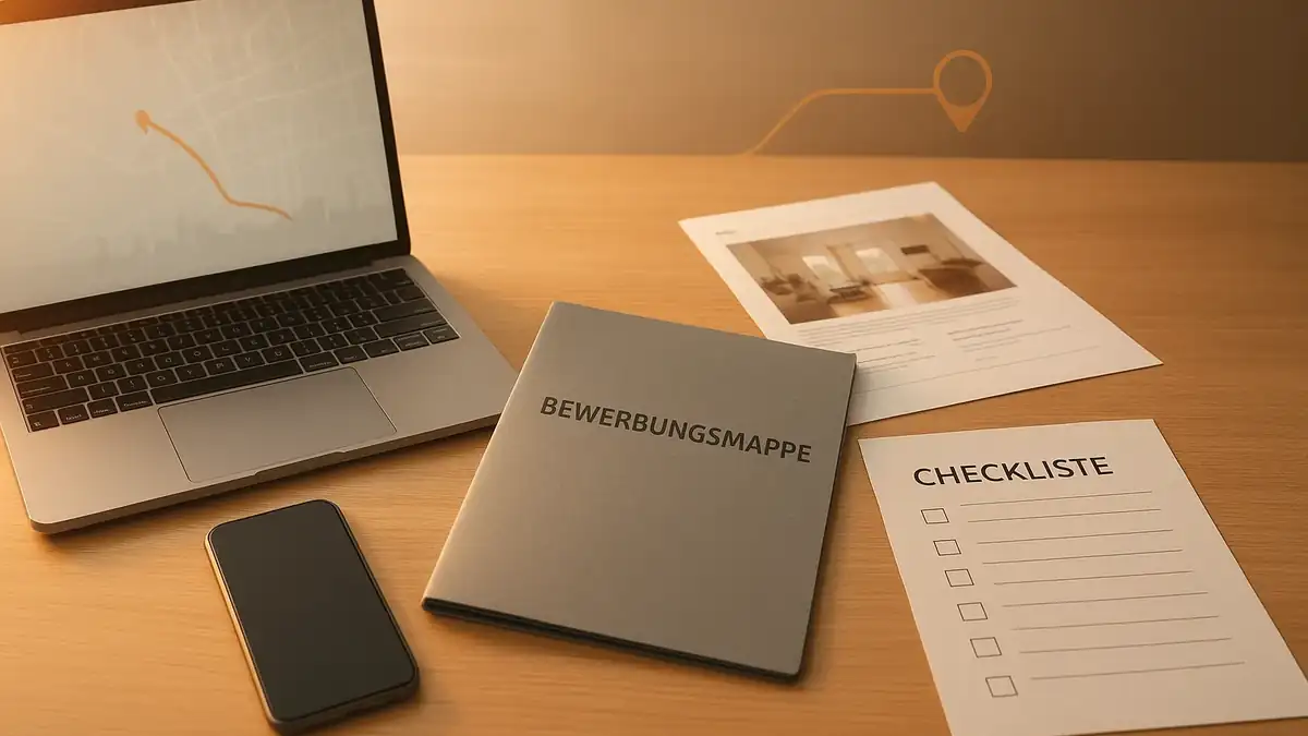 Illustration: Wohnungssuche Berlin mit System: 10‑Tage‑Plan (Setup, Routine, Ergebnisse) – Bewerbungsmappe (PDF), Dokumente, Checkliste