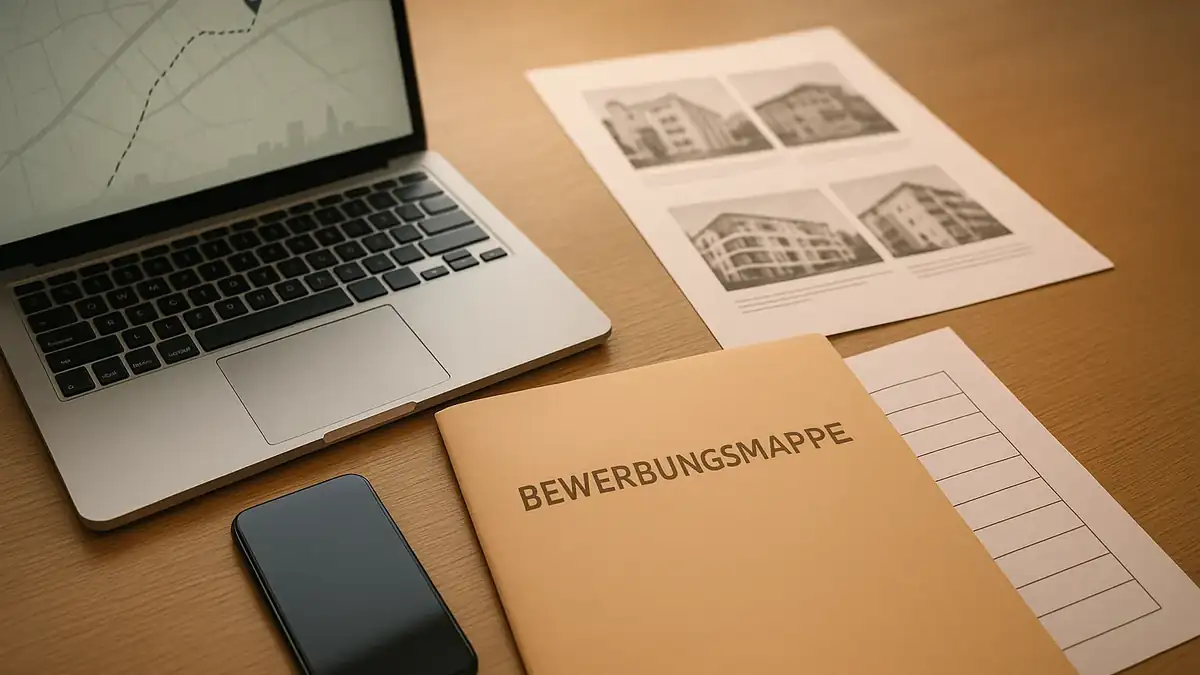 Illustration: Zwischenlösungen während der Wohnungssuche: Was funktioniert wirklich in Berlin? – Bewerbungsmappe (PDF), Dokumente, Checkliste